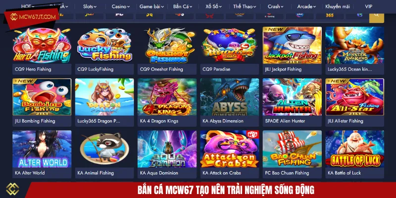 Bắn cá MCW67 tạo nên không gian đại dương thú vị