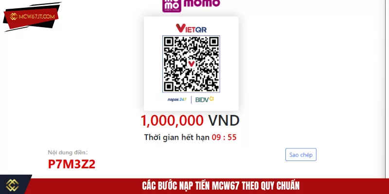 Các bước nạp tiền MCW67 theo quy chuẩn