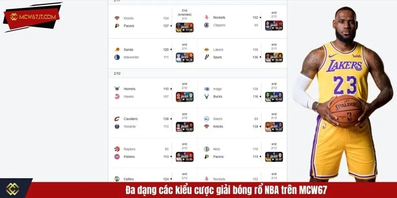 Đa dạng các kiểu cược giải bóng rổ NBA trên MCW67