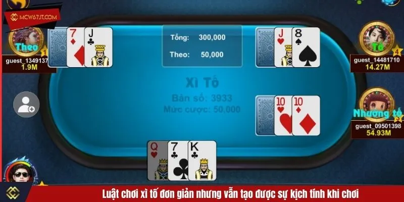 Luật chơi xì tố đơn giản nhưng vẫn tạo được sự kịch tính khi chơi