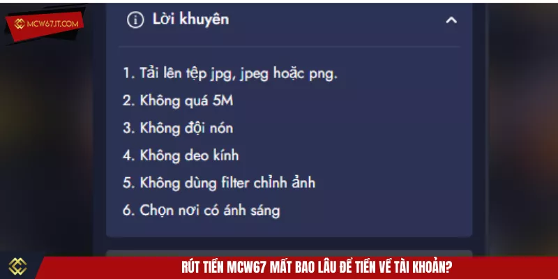 Rút tiền MCW67 mất bao lâu để tiền về tài khoản?
