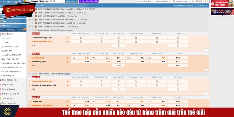 Thể thao hấp dẫn nhiều kèo đấu từ hàng trăm giải trên thế giới