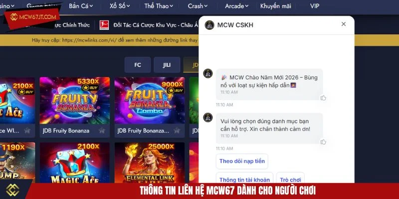 Thông tin liên hệ được MCW67 công khai minh bạch